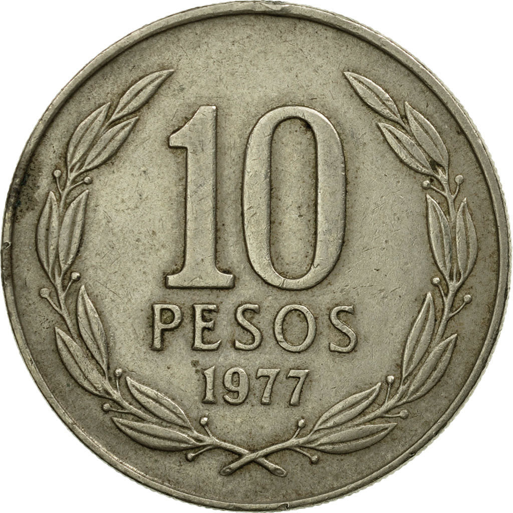 Münze, Chile, 10 Pesos, 1977, SS, Copper-nickel, KM:210