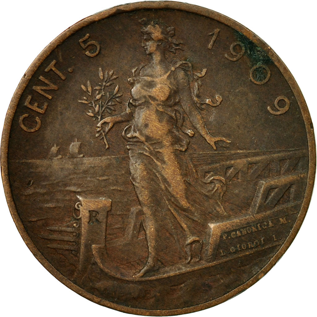 Moneta, Italia, Vittorio Emanuele III, 5 Centesimi, 1909, Rome, BB, Bronzo