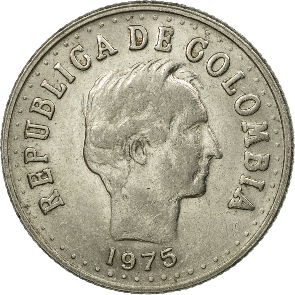 Coin, Colombia, 20 Centavos, 1975, EF(40-45), Nickel Clad Steel, KM:246.1