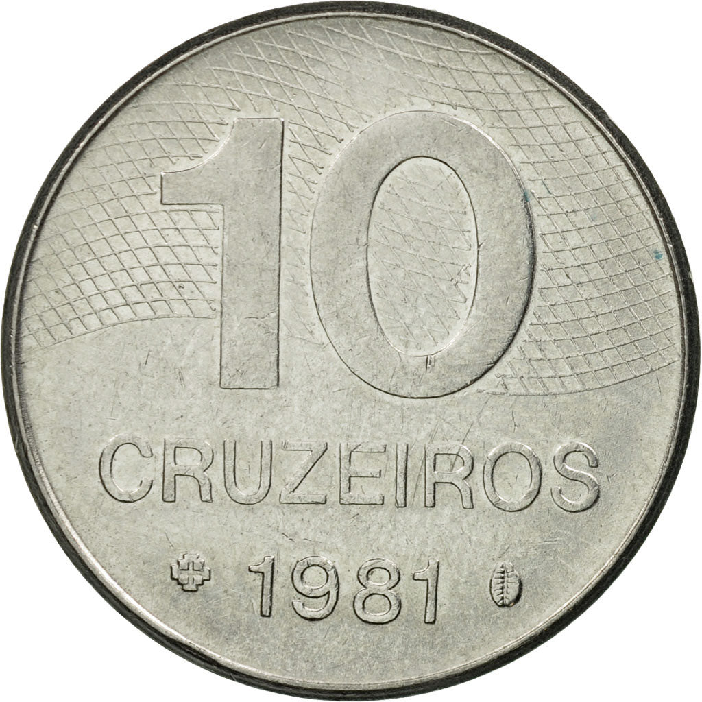 Coin, Brazil, 10 Cruzeiros, 1981, EF(40-45), Stainless Steel, KM:592.1