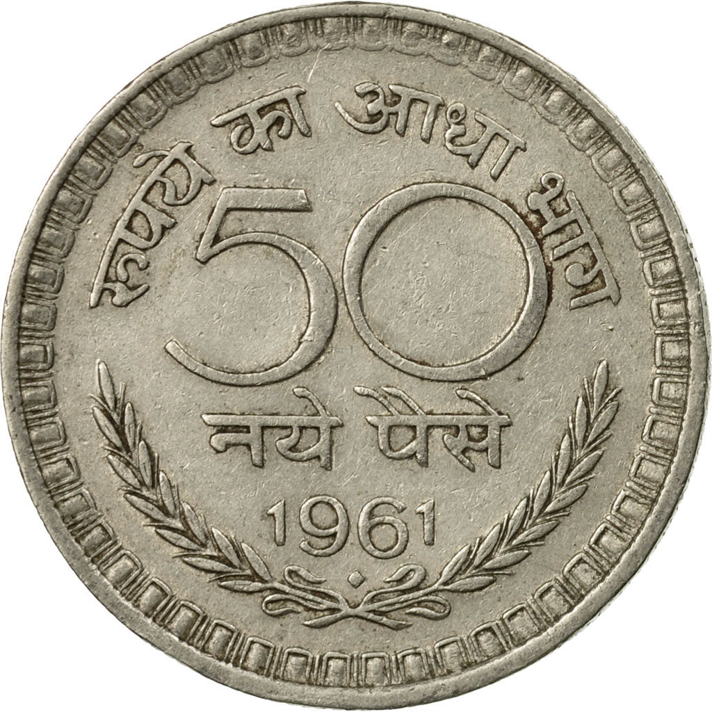 Moneda, INDIA-REPÚBLICA, 50 Naye Paise, 1961, MBC, Níquel, KM:55