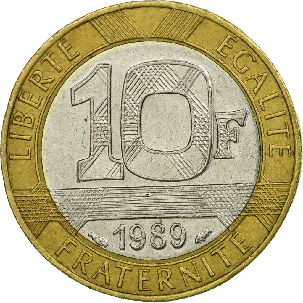 Moneda, Francia, Génie, 10 Francs, 1989, Paris, MBC, Bimetálico, KM:964.1