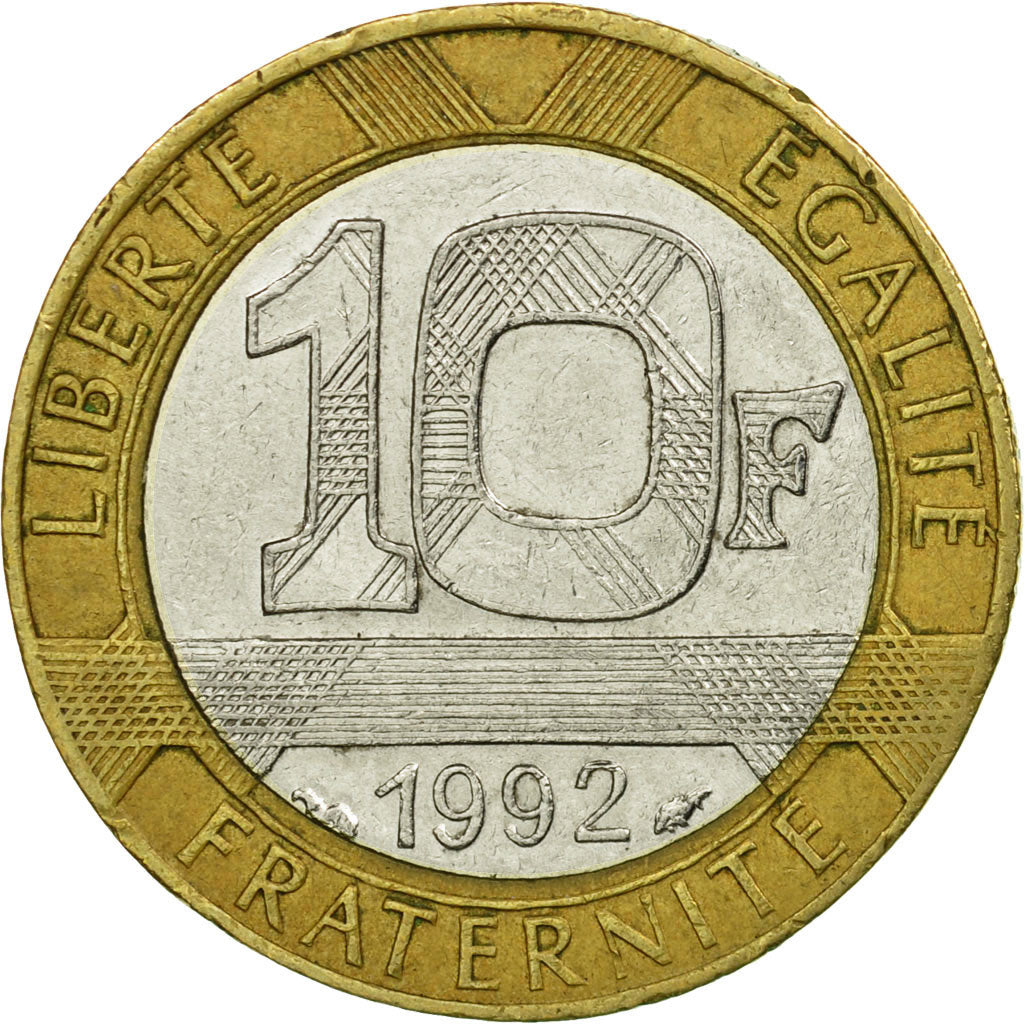Munten, Frankrijk, Génie, 10 Francs, 1992, Paris, ZF, Bi-Metallic, KM:964.1