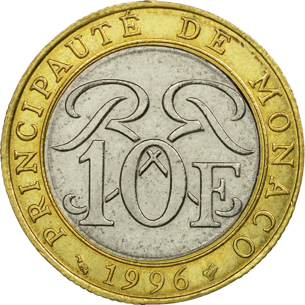 Moneta, Monaco, Rainier III, 10 Francs, 1996, BB, Bi-metallico, KM:163