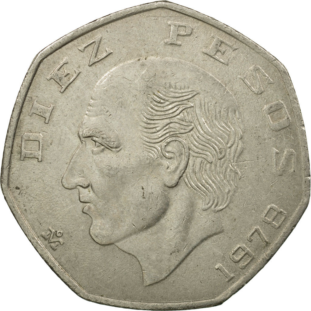 Moneta, Messico, 10 Pesos, 1978, Mexico City, MB+, Rame-nichel, KM:477.2