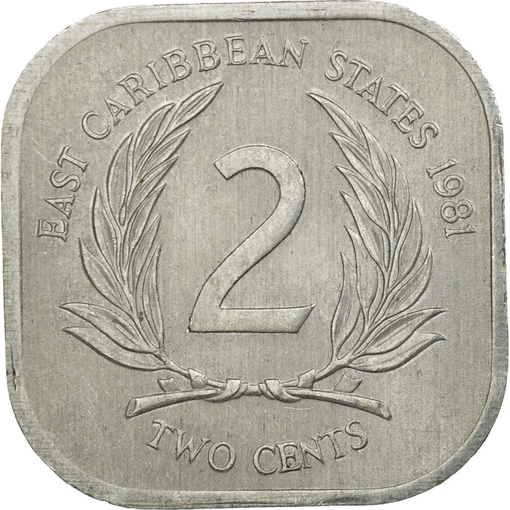 Münze, Osten Karibik Staaten, Elizabeth II, 2 Cents, 1981, SS, Aluminium, KM:11