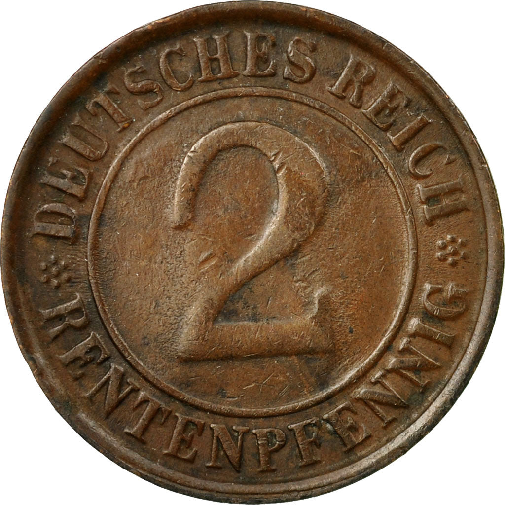 Moneta, GERMANIA, REPUBBLICA DI WEIMAR, 2 Rentenpfennig, 1923, Karlsruhe, MB+