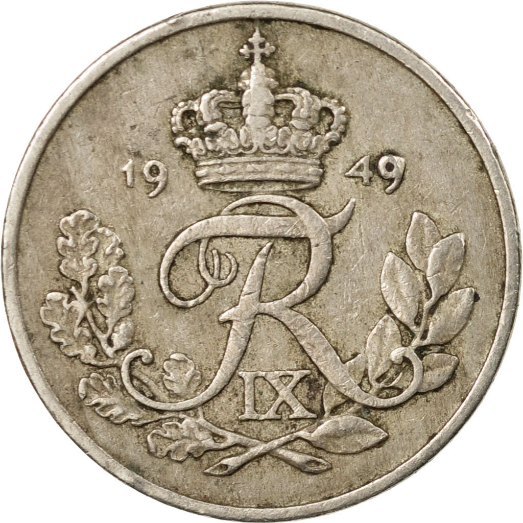 Coin, Denmark, Frederik IX, 10 Öre, 1949, Copenhagen, VF(30-35), Copper-nickel