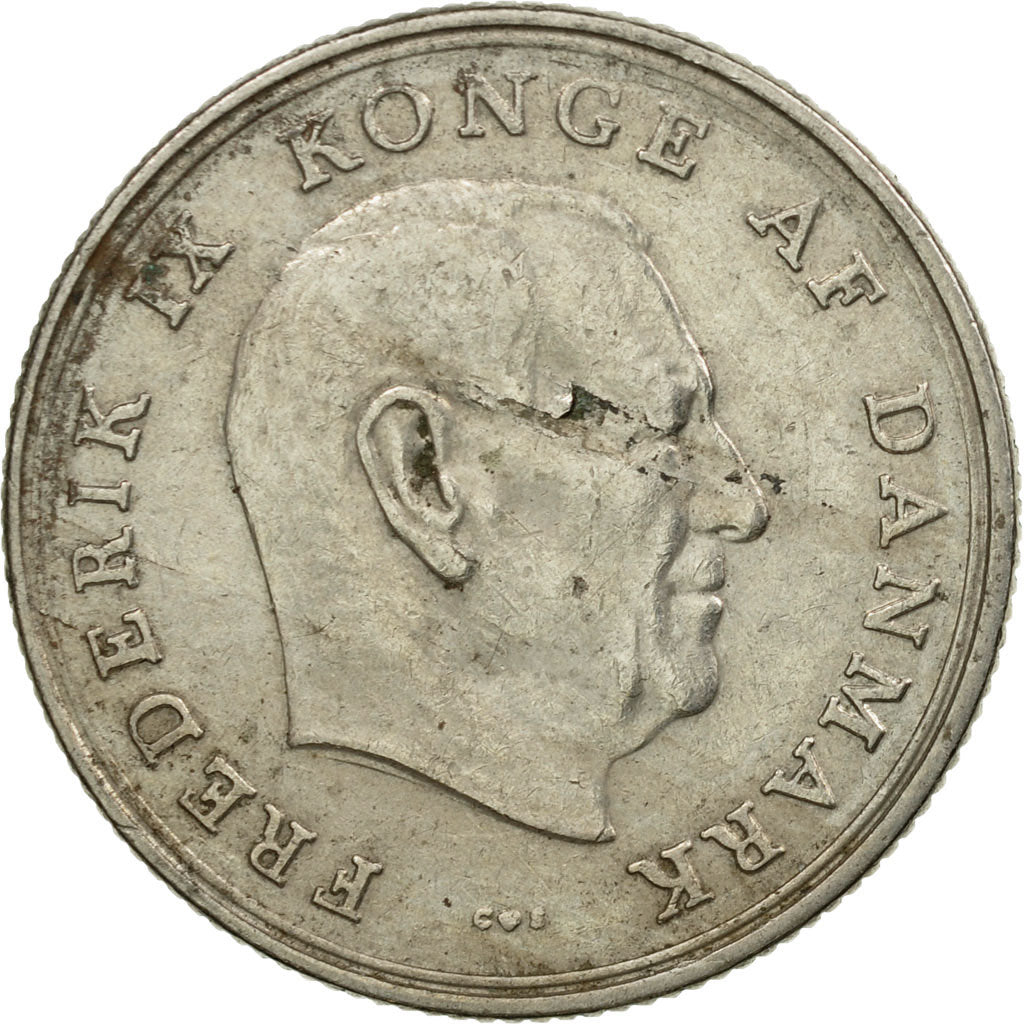 Coin, Denmark, Frederik IX, Krone, 1963, Copenhagen, VF(30-35), Copper-nickel