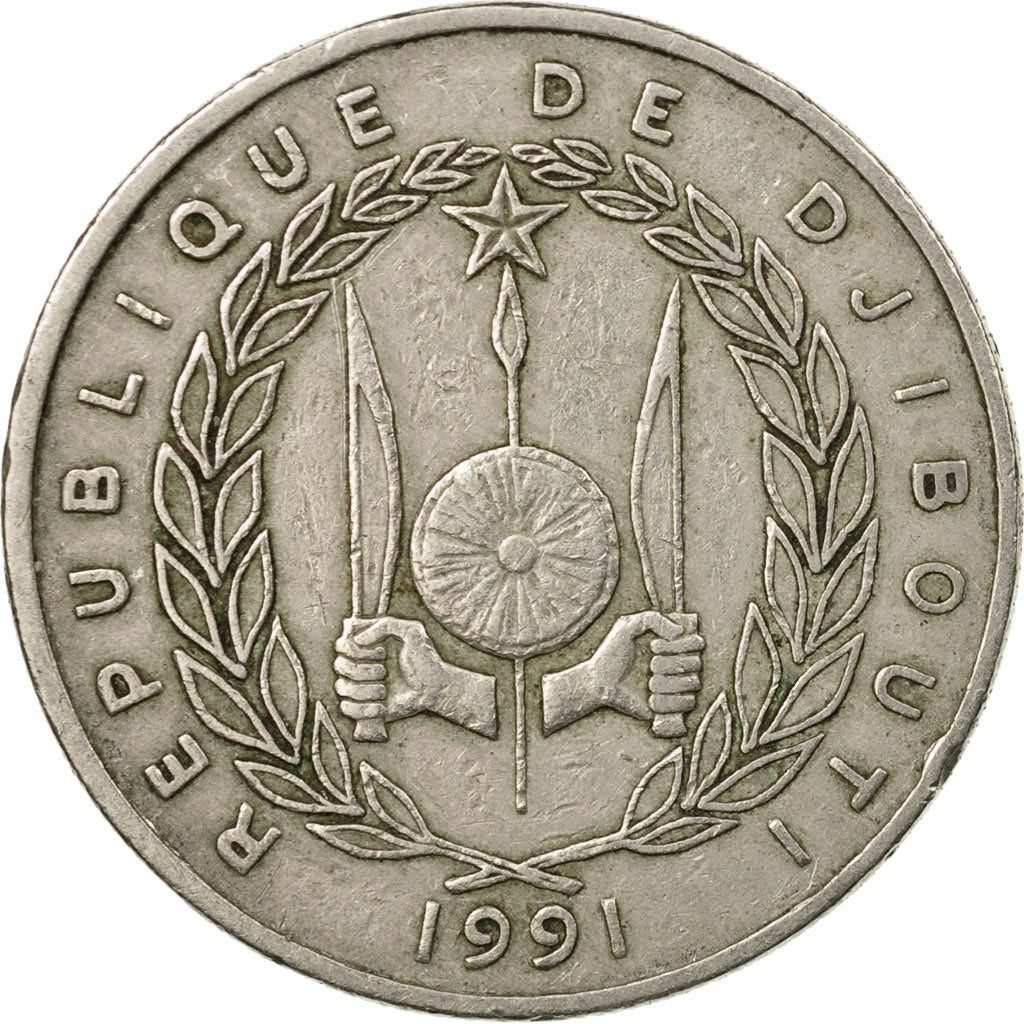 Monnaie, Djibouti, 50 Francs, 1991, Paris, TB+, Copper-nickel, KM:25