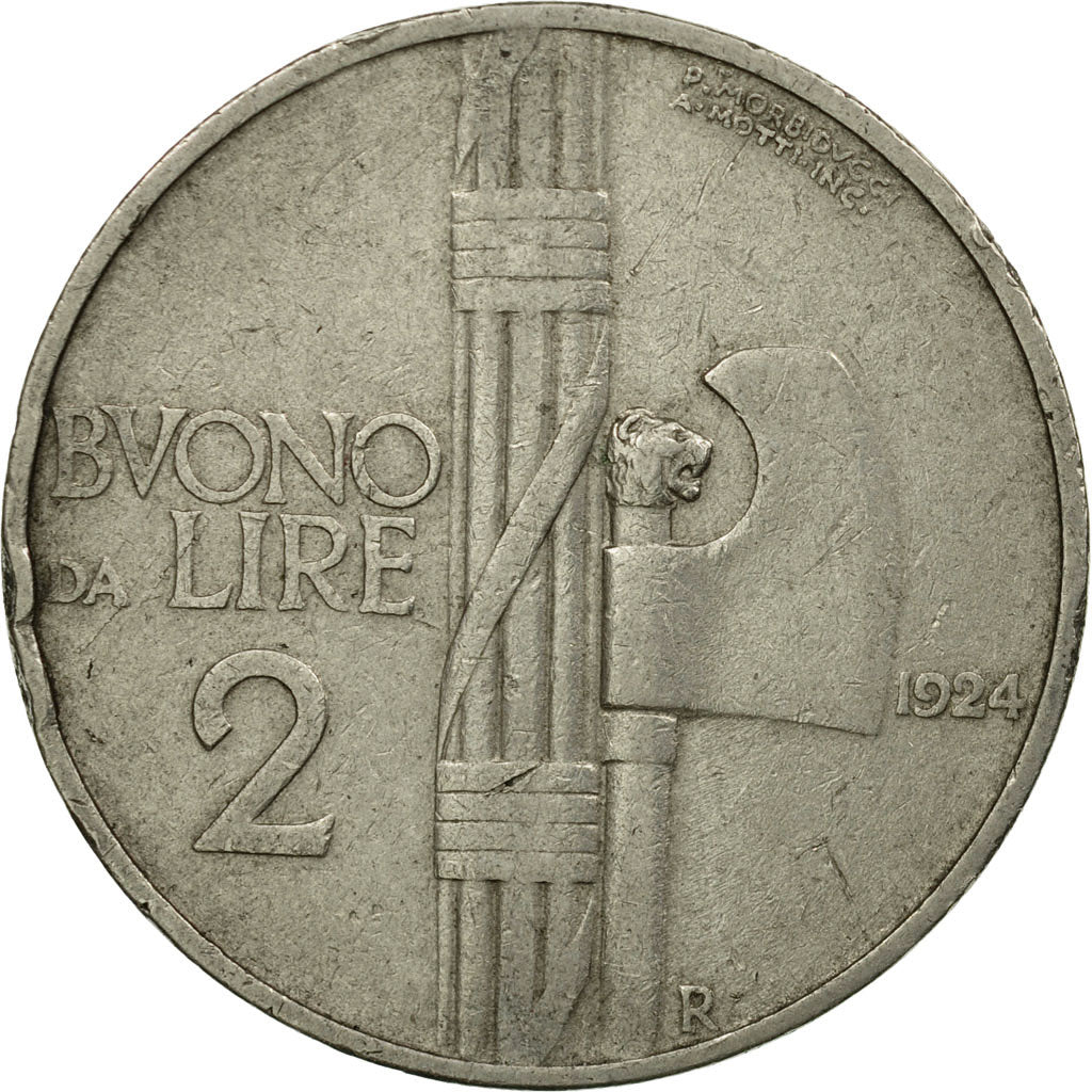 Munten, Italië, Vittorio Emanuele III, 2 Lire, 1924, Rome, FR+, Nickel, KM:63