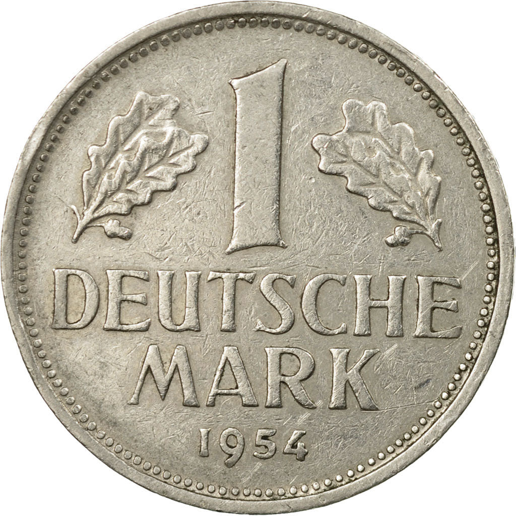 Coin, GERMANY - FEDERAL REPUBLIC, Mark, 1954, Karlsruhe, EF(40-45)