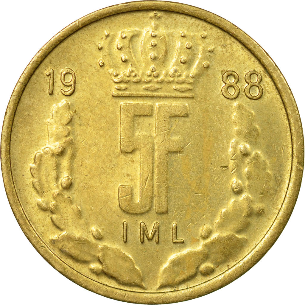 Munten, Luxemburg, Jean, 5 Francs, 1988, ZF, Aluminum-Bronze, KM:60.2