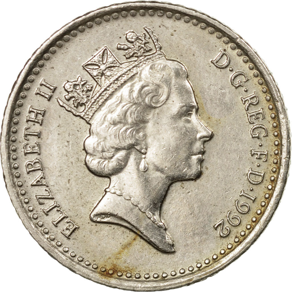 Moneta, Gran Bretagna, Elizabeth II, 5 Pence, 1992, MB+, Rame-nichel, KM:937b