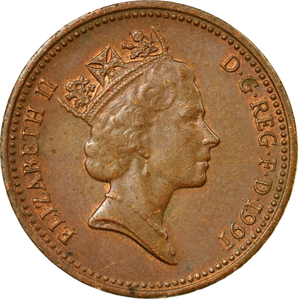 Moneda, Gran Bretaña, Elizabeth II, Penny, 1991, MBC, Bronce, KM:935