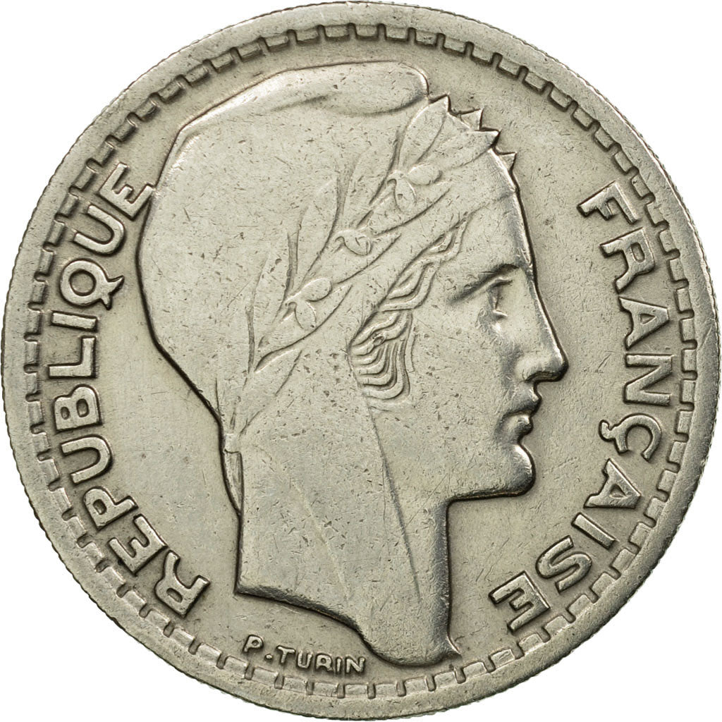 Moneda, Francia, Turin, 10 Francs, 1946, Beaumont - Le Roger, MBC, Cobre -