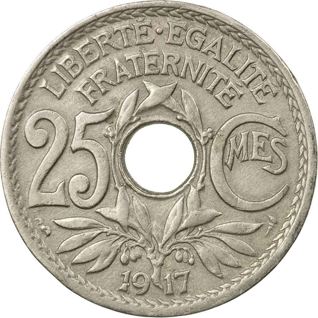Monnaie, France, Lindauer, 25 Centimes, 1917, TTB, Copper-nickel, Gadoury:380