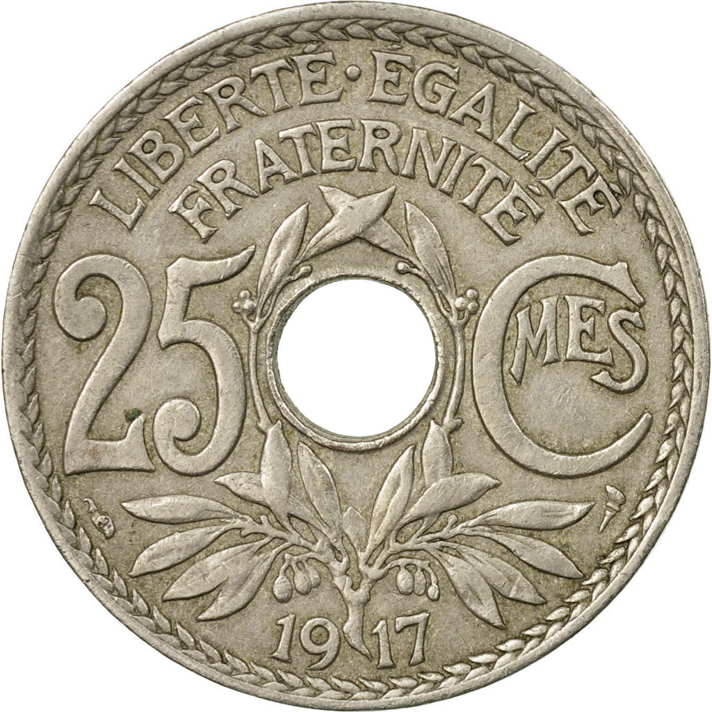 Monnaie, France, Lindauer, 25 Centimes, 1917, TTB, Copper-nickel, Gadoury:380