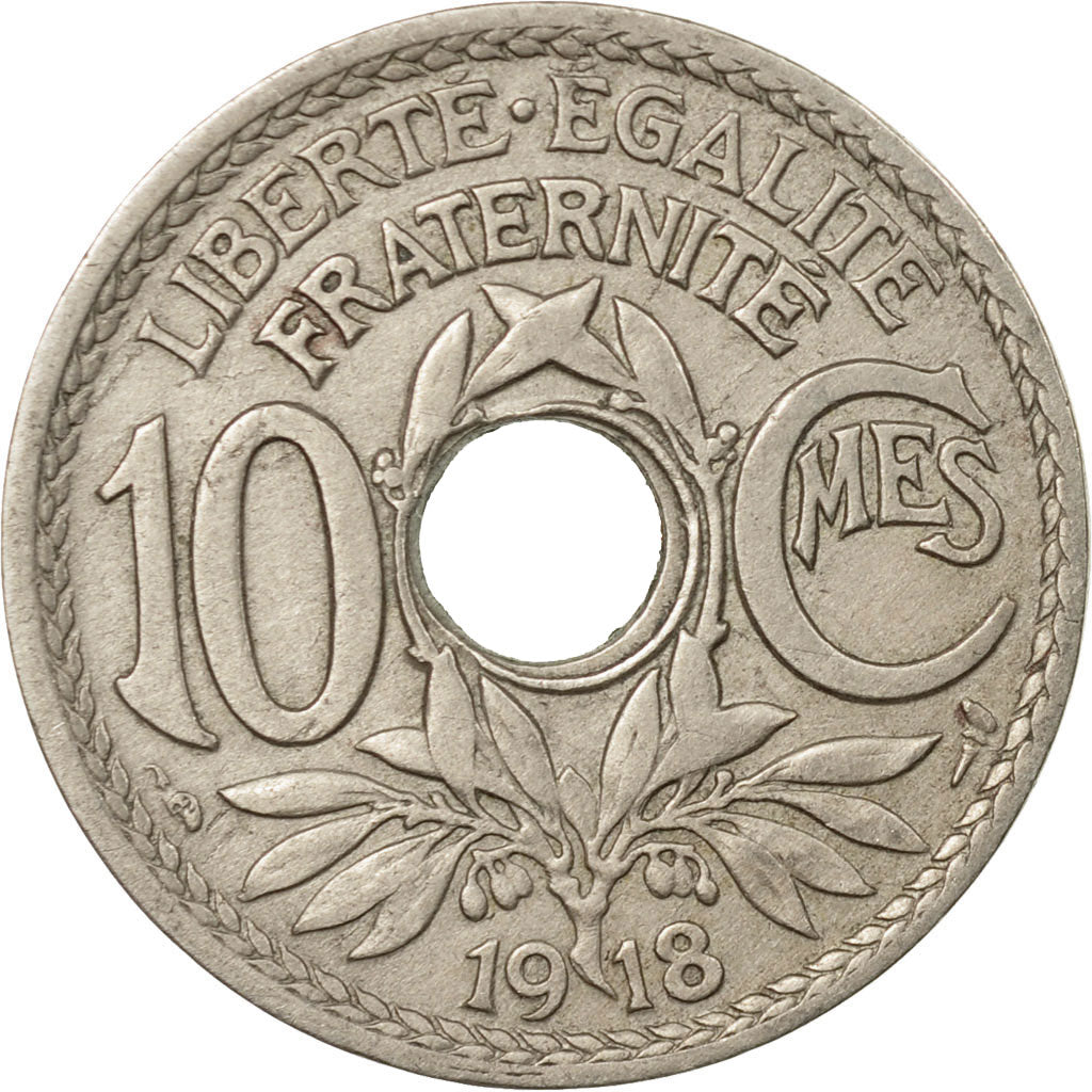Munten, Frankrijk, Lindauer, 10 Centimes, 1918, Paris, ZF, Copper-nickel