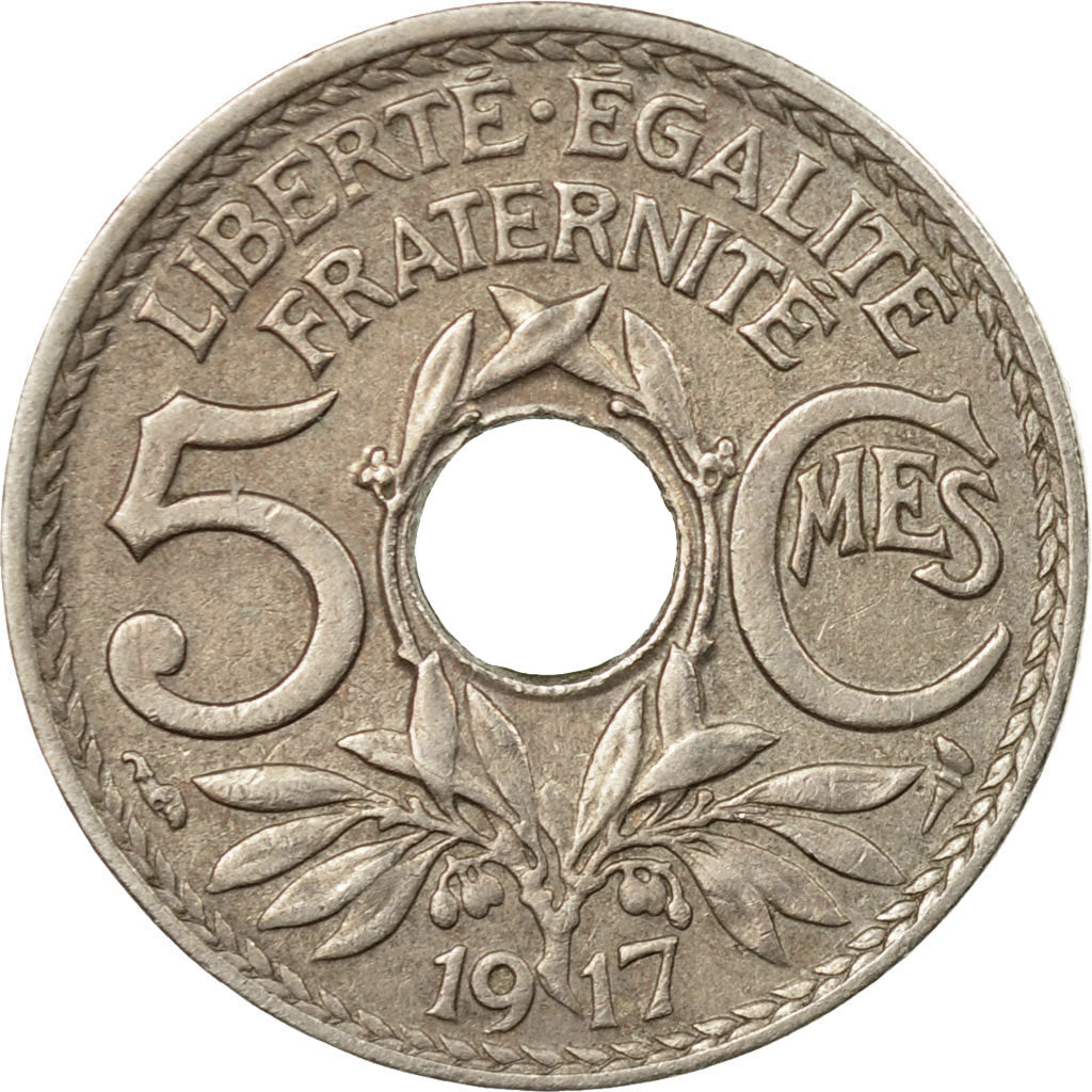Coin, France, Lindauer, 5 Centimes, 1917, Paris, EF(40-45), Copper-nickel