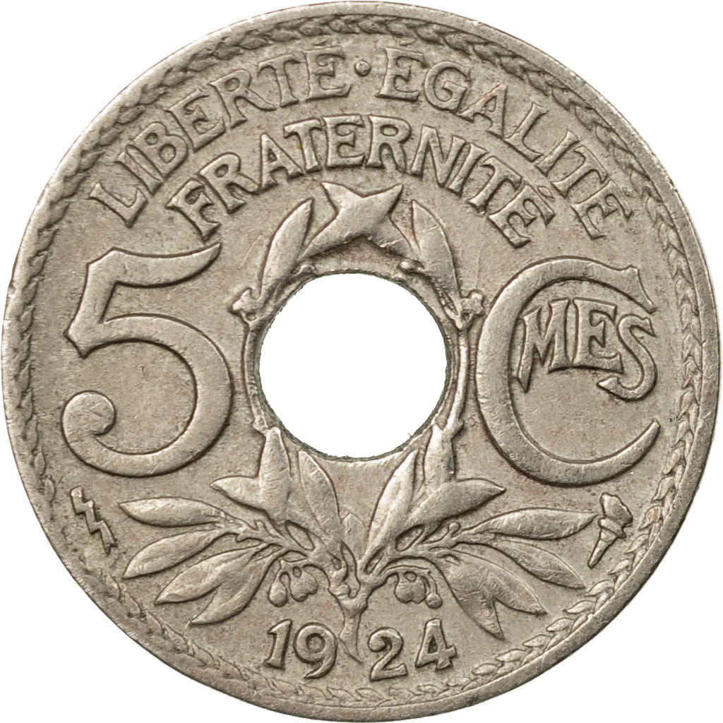 Moneta, Francia, Lindauer, 5 Centimes, 1924, Poissy, BB, Rame-nichel, KM:875