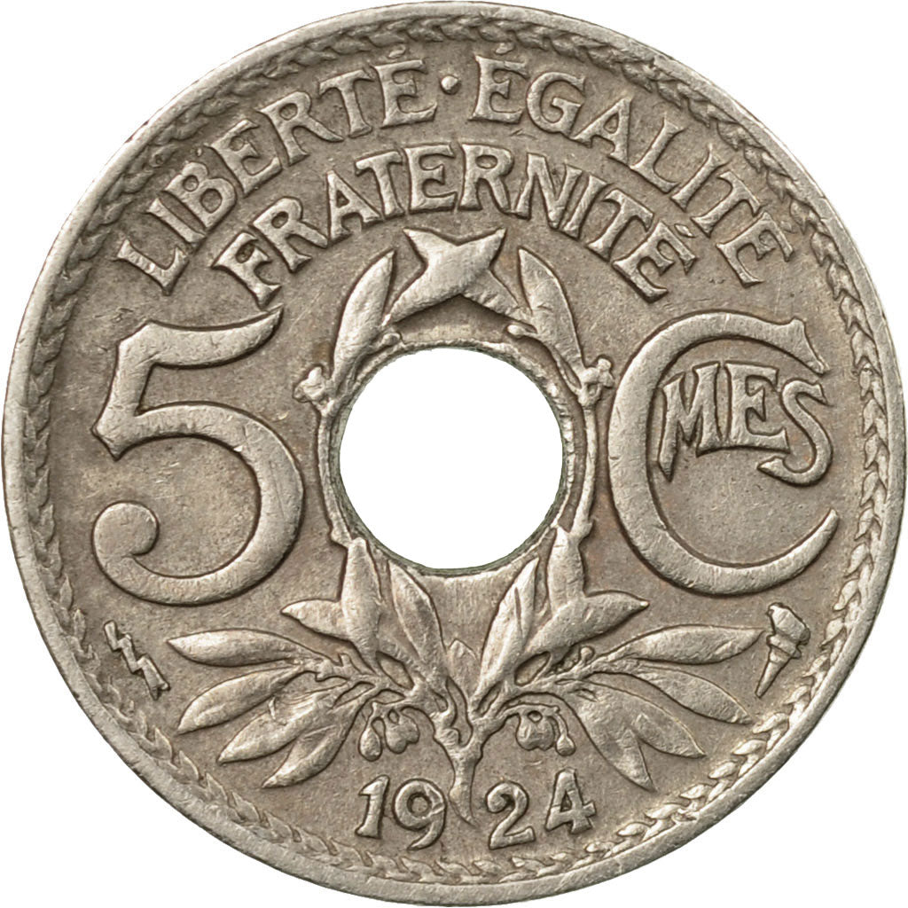 Coin, France, Lindauer, 5 Centimes, 1924, Poissy, EF(40-45), Copper-nickel