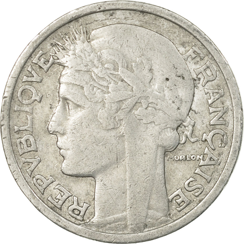 Munten, Frankrijk, Morlon, 2 Francs, 1949, Paris, ZF, Aluminium, KM:886a.1