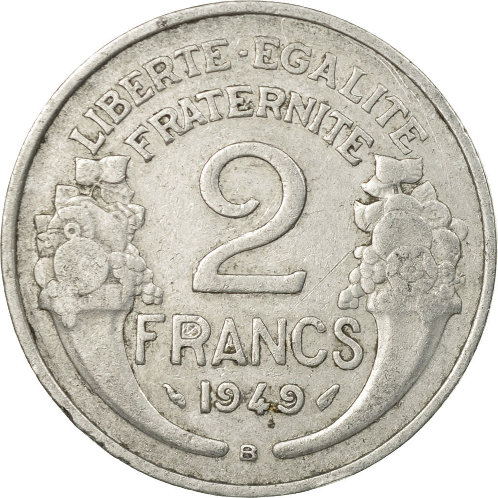 Coin, France, Morlon, 2 Francs, 1949, Beaumont - Le Roger, VF(30-35), Aluminum
