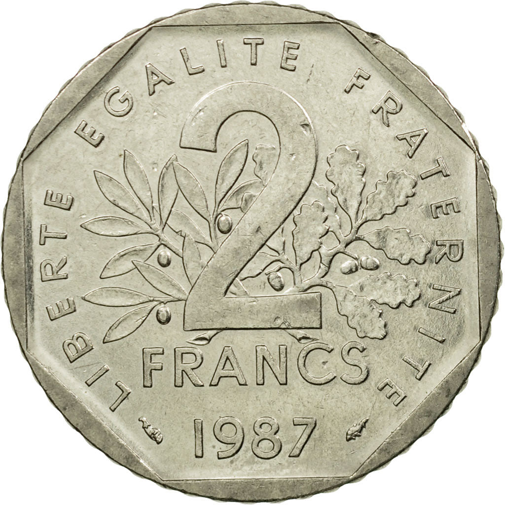 Coin, France, Semeuse, 2 Francs, 1987, Paris, EF(40-45), Nickel, KM:942.1