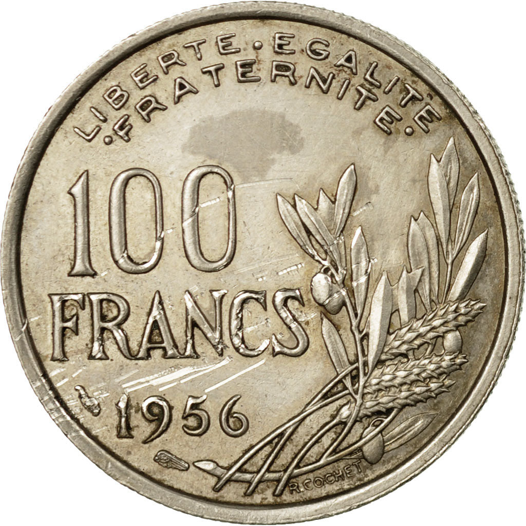 Munten, Frankrijk, Cochet, 100 Francs, 1956, ZF, Copper-nickel, KM:919.1