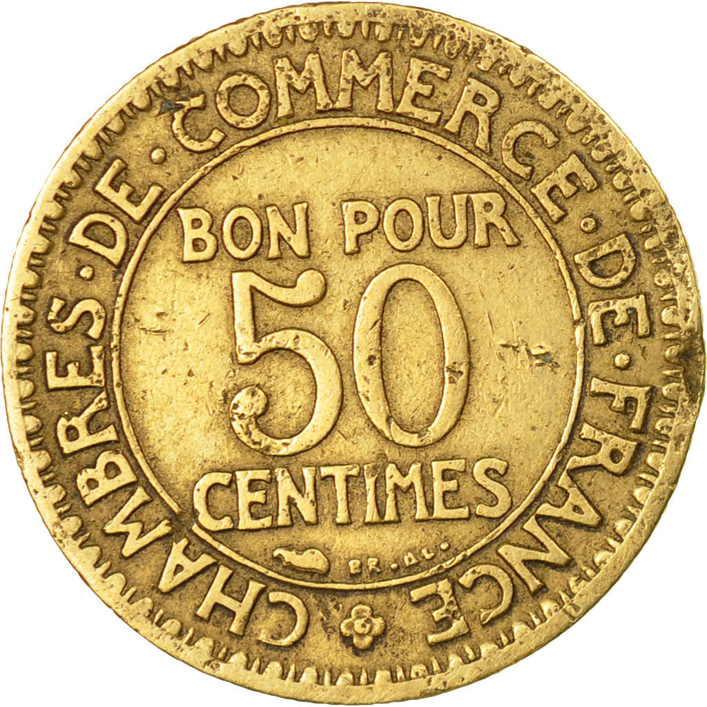 Munten, Frankrijk, Chambre de commerce, 50 Centimes, 1923, Paris, FR+