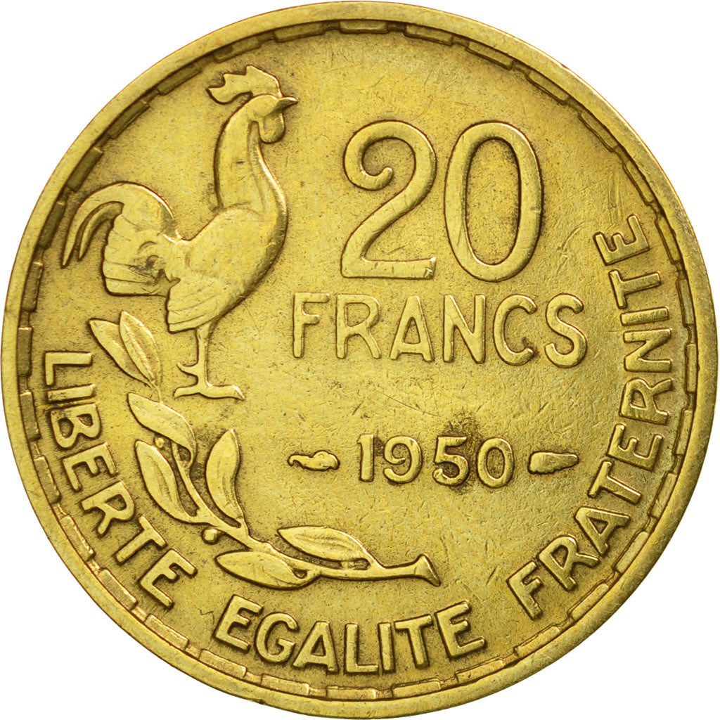 Moneta, Francja, Guiraud, 20 Francs, 1950, Paris, VF(30-35), Aluminium-Brąz
