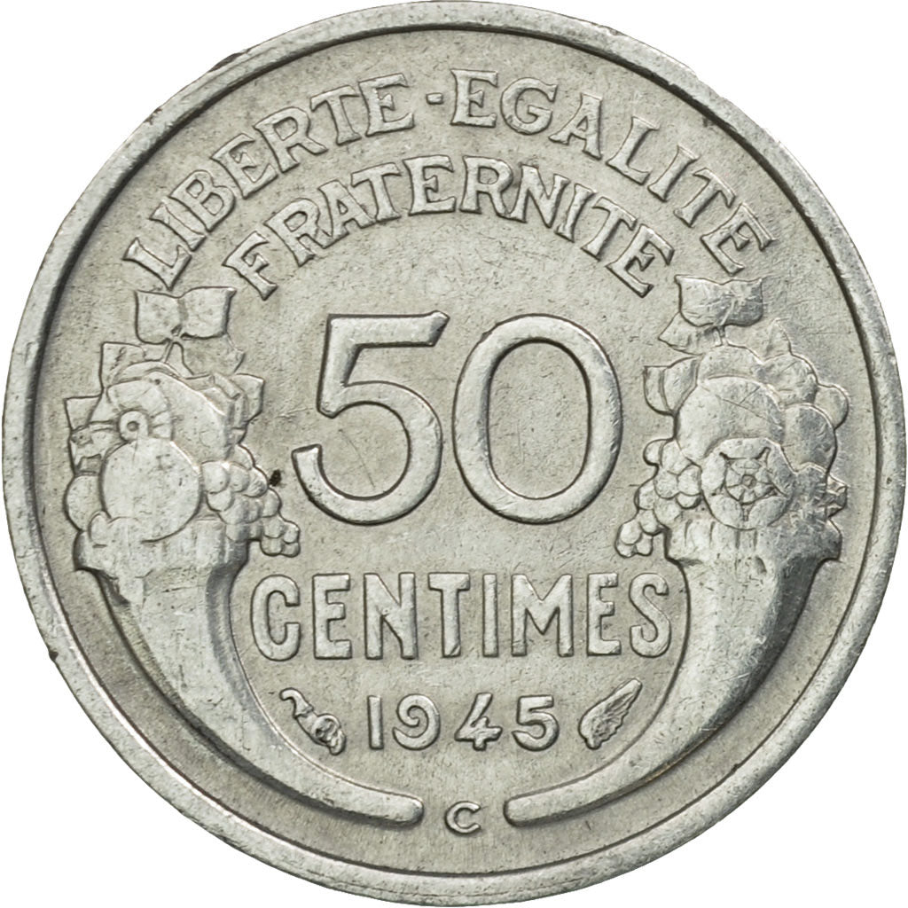 Coin, France, Morlon, 50 Centimes, 1945, Castelsarrasin, EF(40-45), Aluminum