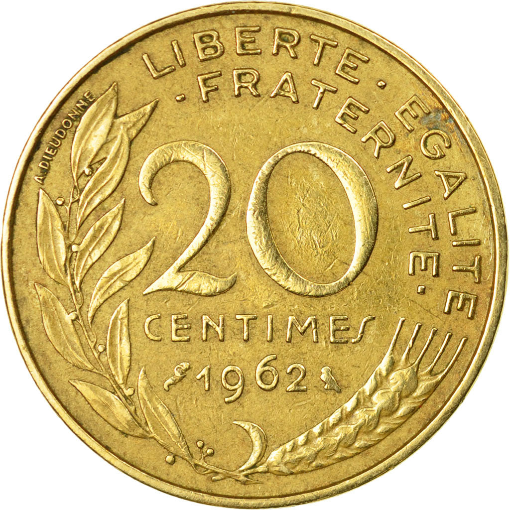 Coin, France, Marianne, 20 Centimes, 1962, Paris, EF(40-45), Aluminum-Bronze