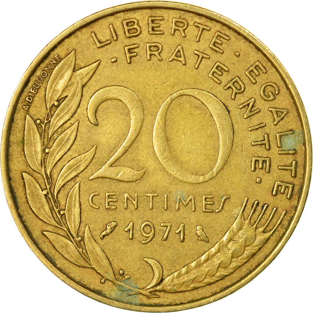 Coin, France, Marianne, 20 Centimes, 1971, Paris, VF(30-35), Aluminum-Bronze