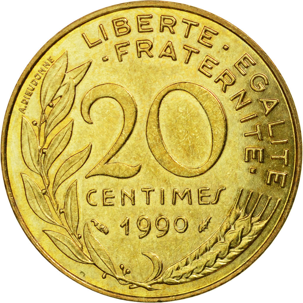 Monnaie, France, Marianne, 20 Centimes, 1990, Paris, TTB, Aluminum-Bronze