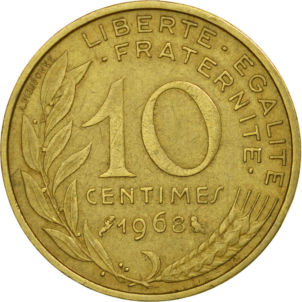 Coin, France, Marianne, 10 Centimes, 1968, Paris, EF(40-45), Aluminum-Bronze