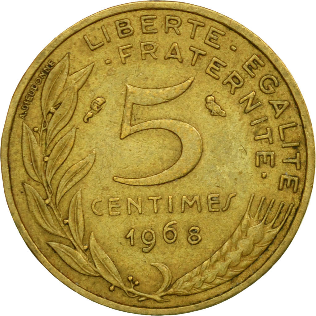 Coin, France, Marianne, 5 Centimes, 1968, Paris, EF(40-45), Aluminum-Bronze