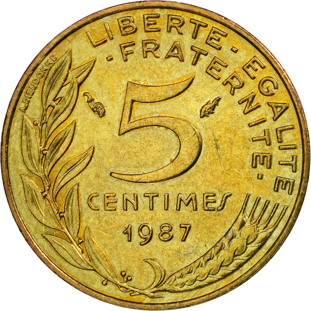 Coin, France, Marianne, 5 Centimes, 1987, Paris, EF(40-45), Aluminum-Bronze