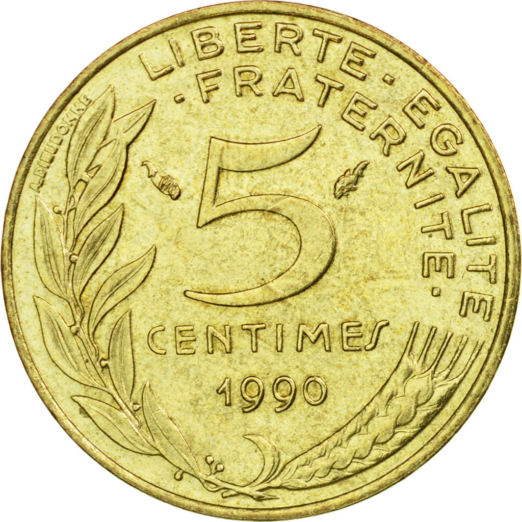 Coin, France, Marianne, 5 Centimes, 1990, Paris, EF(40-45), Aluminum-Bronze
