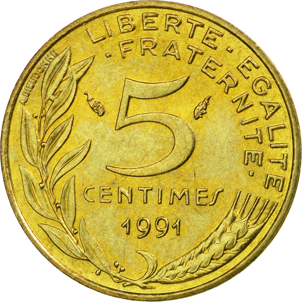 Monnaie, France, Marianne, 5 Centimes, 1991, Paris, TTB, Aluminum-Bronze