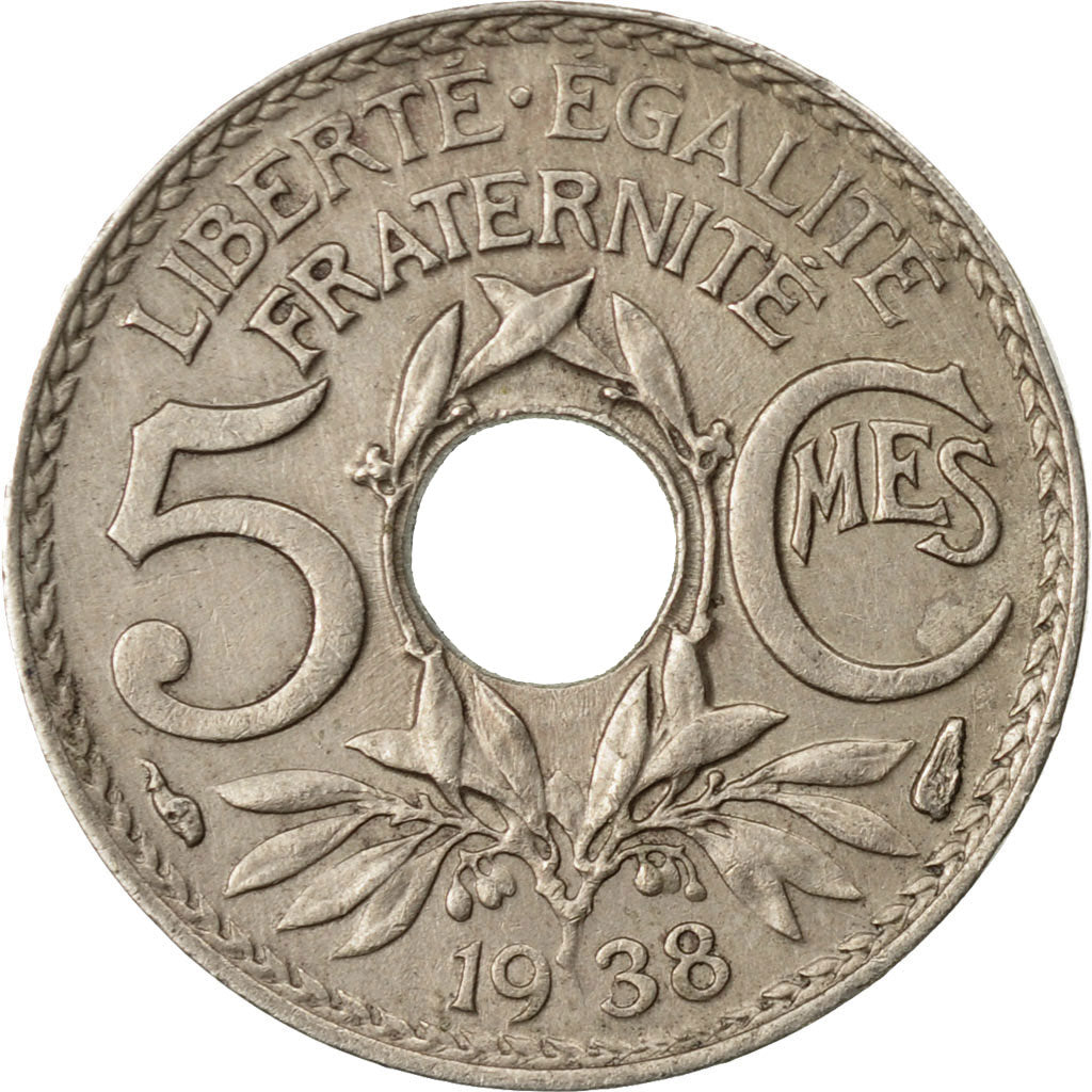 Coin, France, Lindauer, 5 Centimes, 1938, Paris, EF(40-45), Copper-nickel