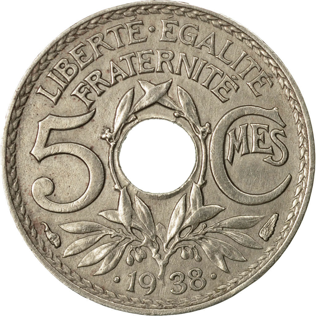 Coin, France, Lindauer, 5 Centimes, 1938, Paris, EF(40-45), Nickel-Bronze