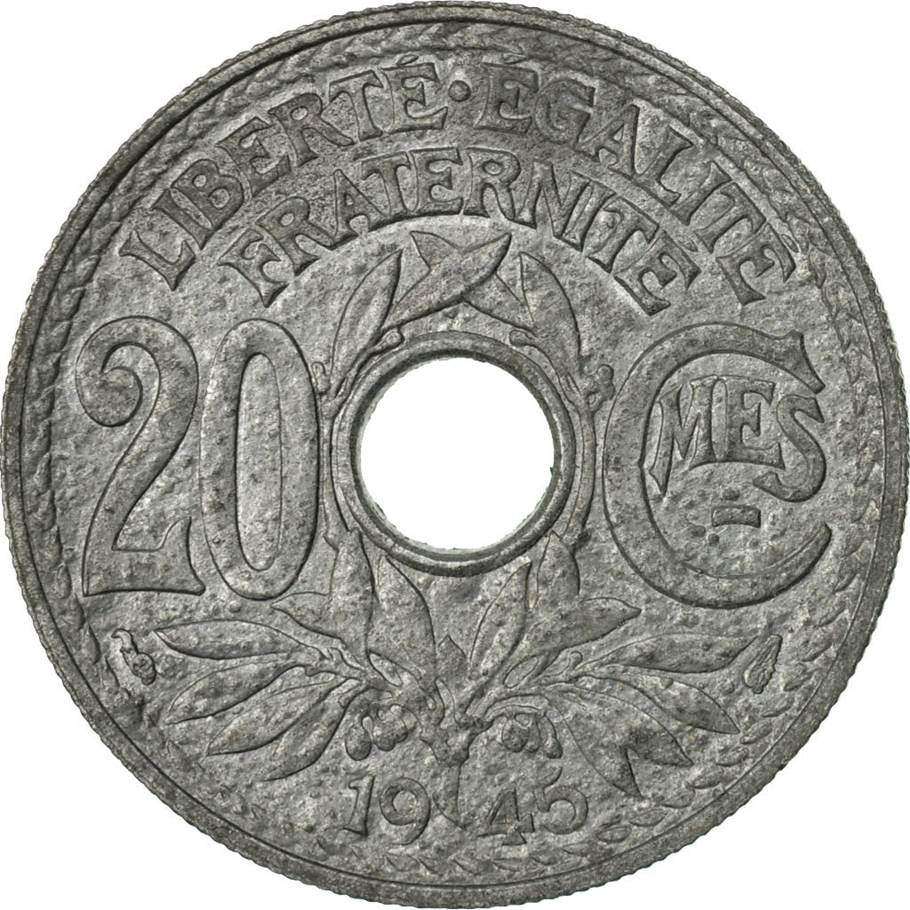 Coin, France, Lindauer, 20 Centimes, 1945, Paris, EF(40-45), Zinc, KM:907.1