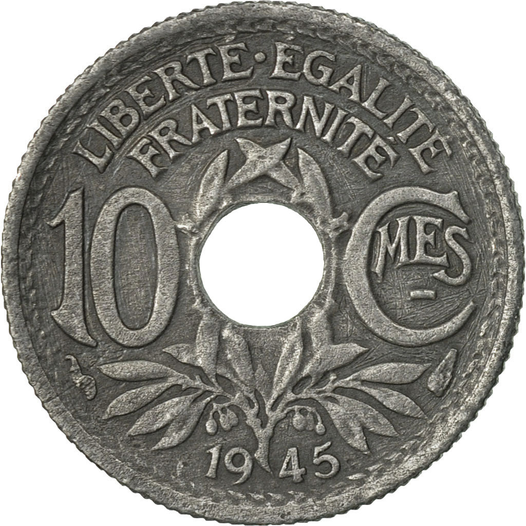Moneta, Francia, Lindauer, 10 Centimes, 1945, Paris, BB, Zinco, KM:906.1