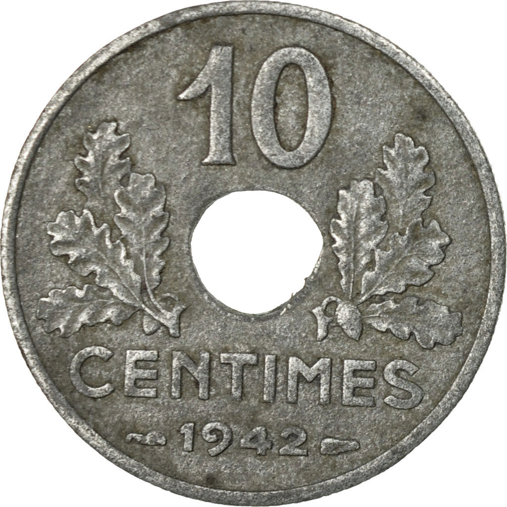 Moneda, Francia, État français, 10 Centimes, 1942, Paris, BC+, Cinc, KM:898.2