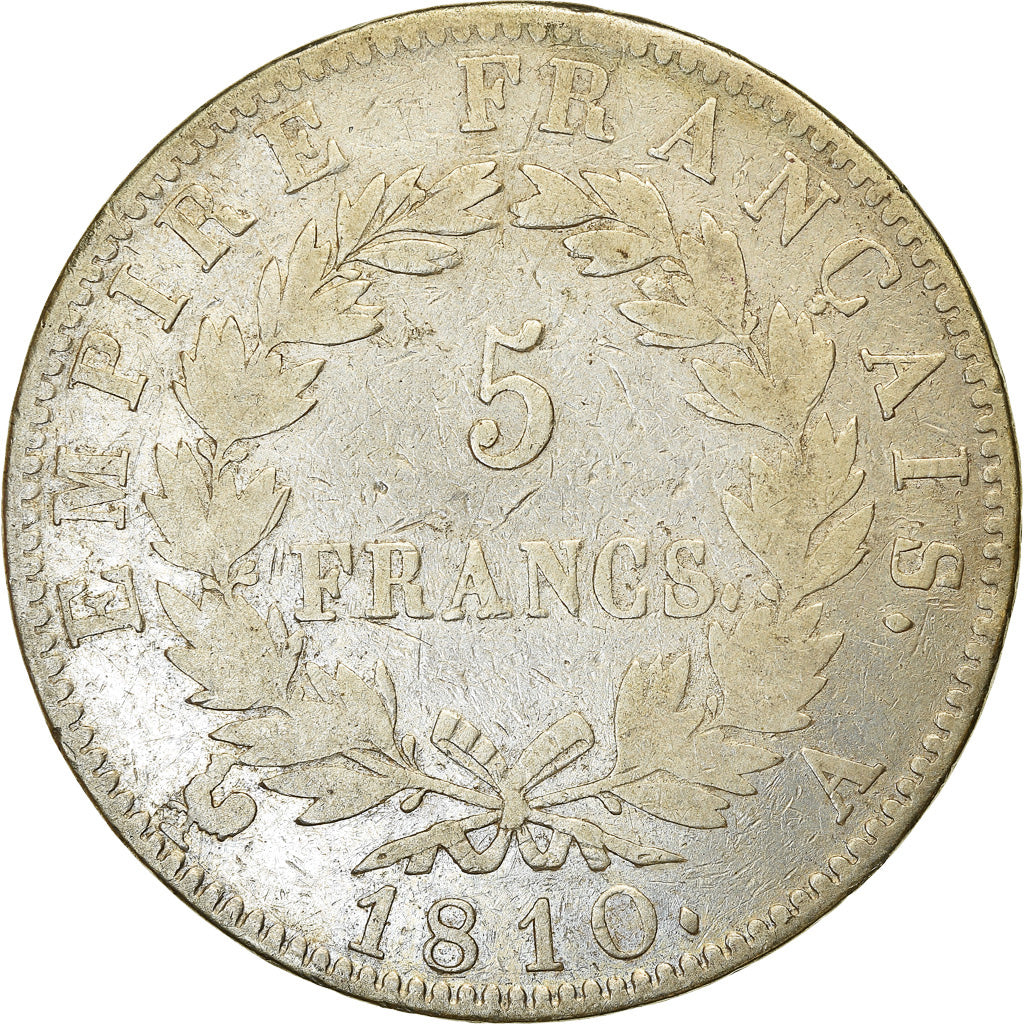 Coin, France, Napoléon I, 5 Francs, 1810, Paris, VF(30-35), Silver, KM:694.1