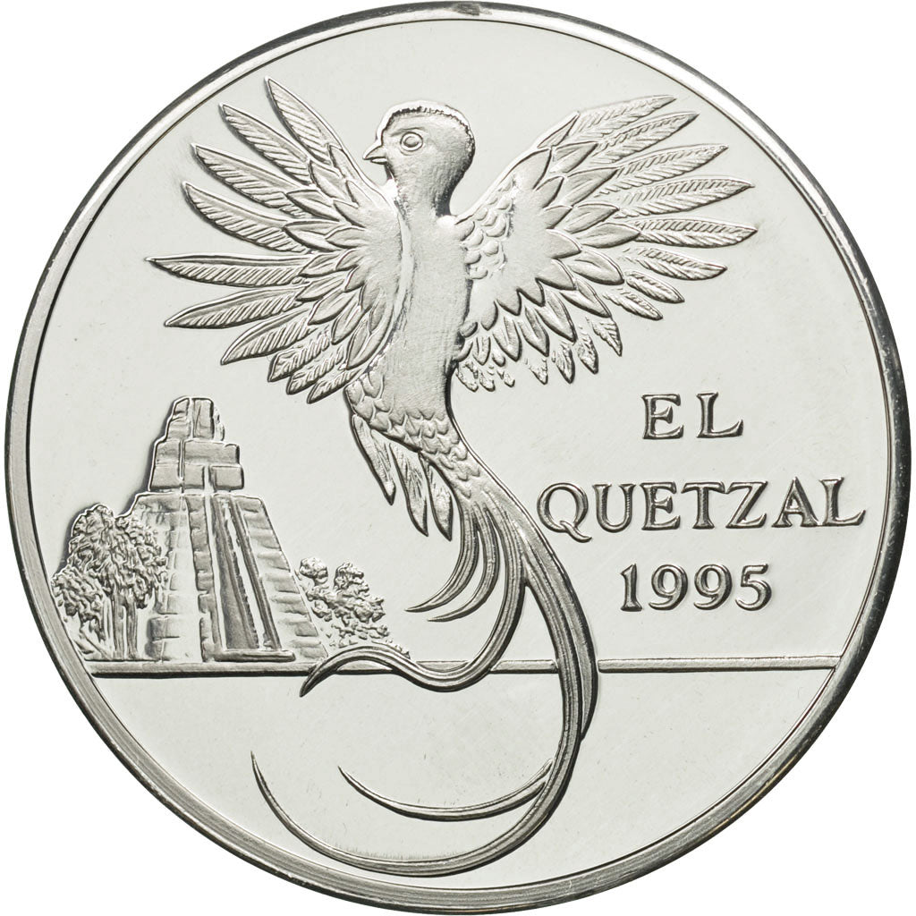 Moneta, Guatemala, 10 Quetzales, 1995, Tower, MS(63), Aluminium, KM:2d.2
