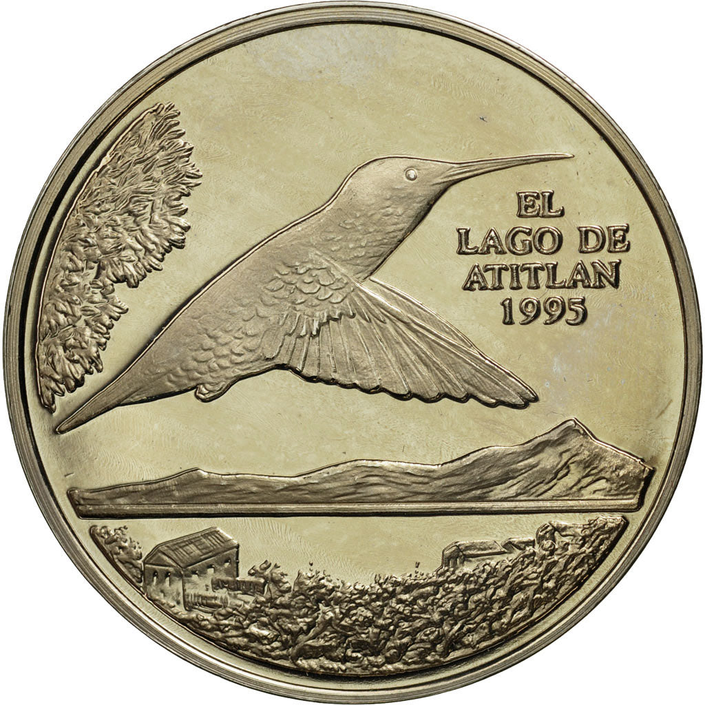 Moneta, Guatemala, Quetzal, 1995, Tower, MS(63), Miedź-Nikiel, KM:1f.2