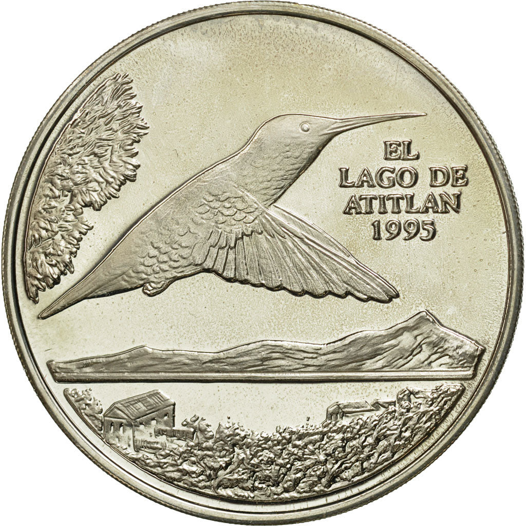 Moneta, Guatemala, Quetzal, 1995, Tower, MS(63), Srebro, KM:1.1